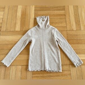 Bisous XXX Beige Ribbed  Turtleneck Sweater